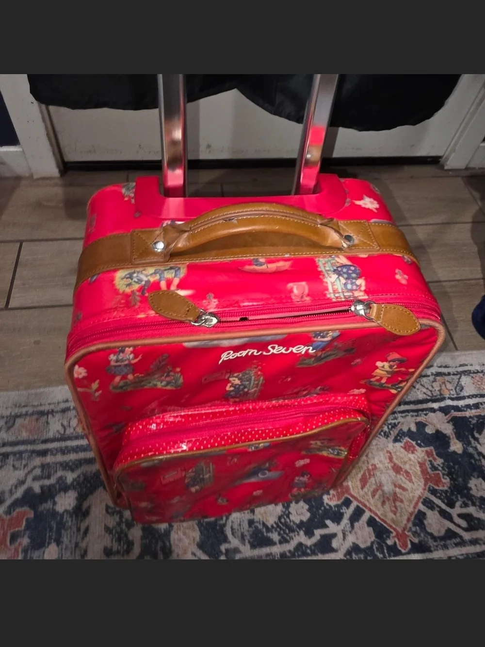 Kids Red Printed Carry Bag